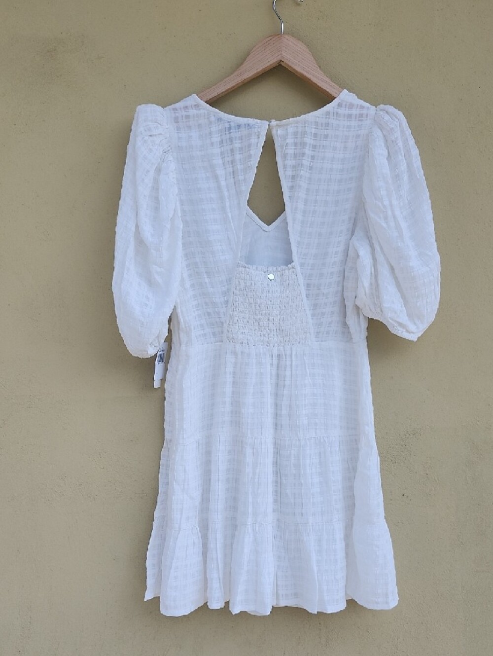 French Connection Sundress White Textured Mini Dress with V-Neck - Picture 10 of 16